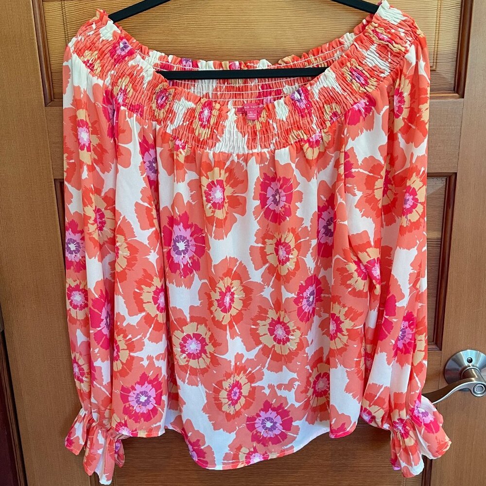 Flying Tomato off the shoulder bright floral blouse - Large